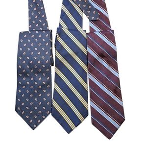 Lot of 3 Brooks Brothers Makers Silk Ties - Repp Stripe & Paisley - Made in USA